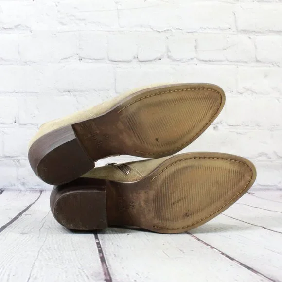 *HUSH Women's Tan Leather Slip On Ankle Heeled Boots Size 37 - Picture 8 of 9